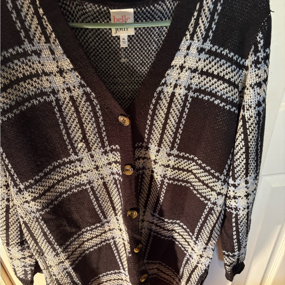 Black and White Plaid Women's Sweater